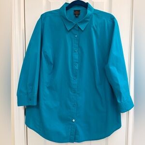 Worthington Turquoise 3/4 Sleeve Blouse Size 2X